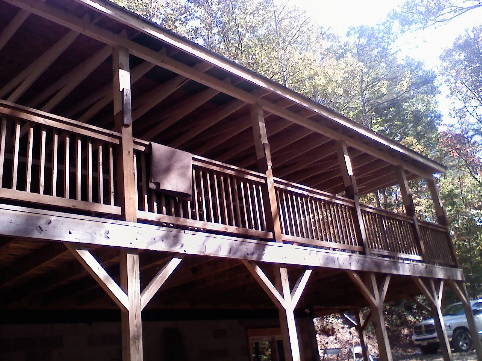Timber framing under a new elevated porch and deck — Roof Leak Repair in Nazareth by Roofing Brothers